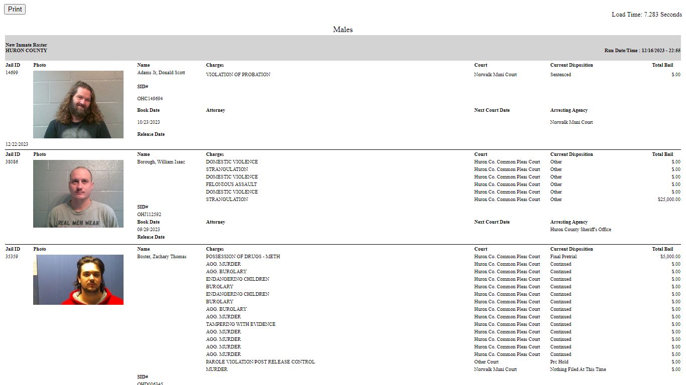 New Inmate Roster - Huron County Sheriff